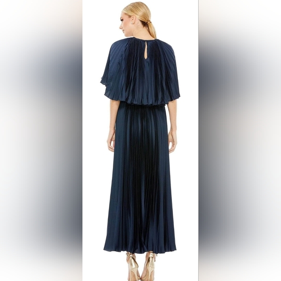 Mac Duggal PLEATED CAPLET T-LENGTH DRESS 49638, Size  18 Navy NWT - Picture 2 of 16